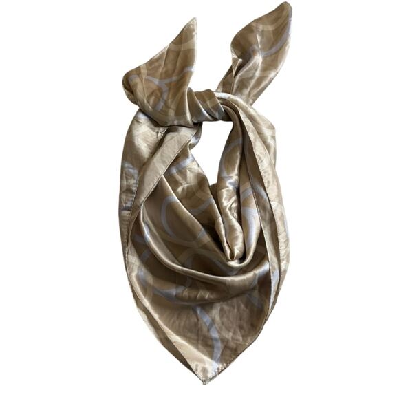 Hedgren Circle Print Silk Square Scarf Tan - Picture 2 of 7